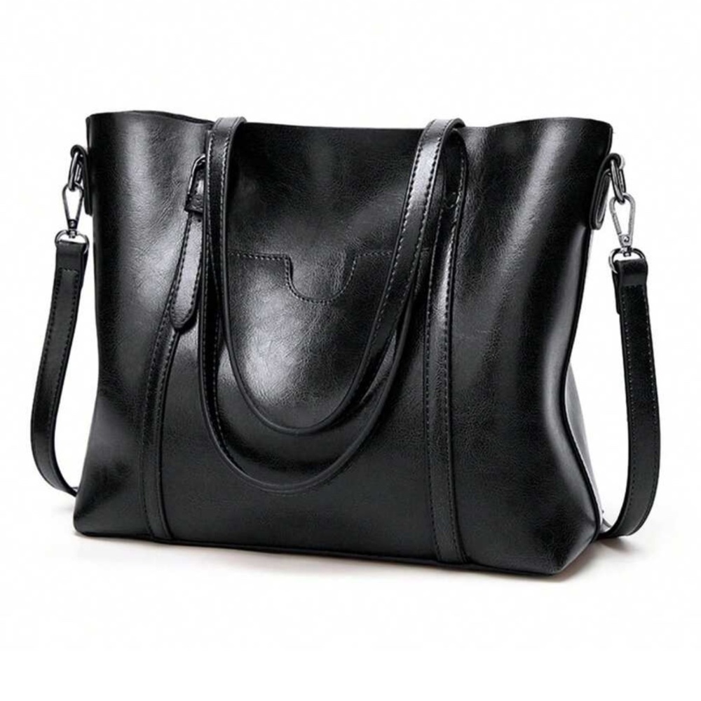 Classic Vegan Leather Tote Shoulder Bag - Picture 6 of 10